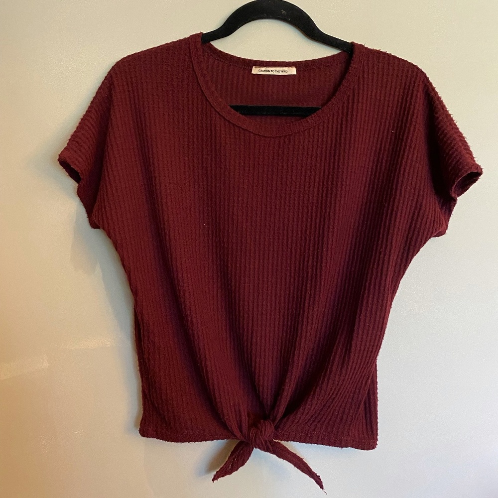 Knit Burgundy Tie Shirt